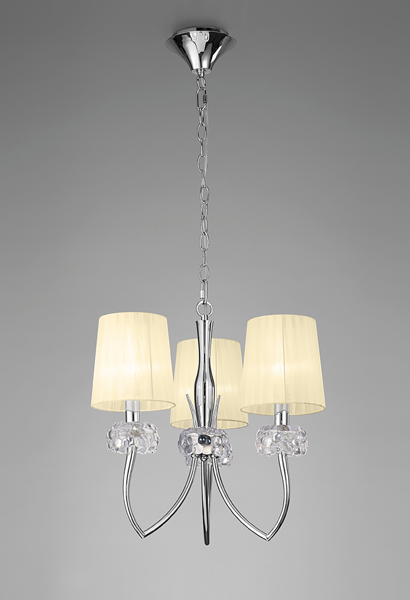 Loewe Polished Chrome-Cream Ceiling Lights Mantra Multi Arm Fittings